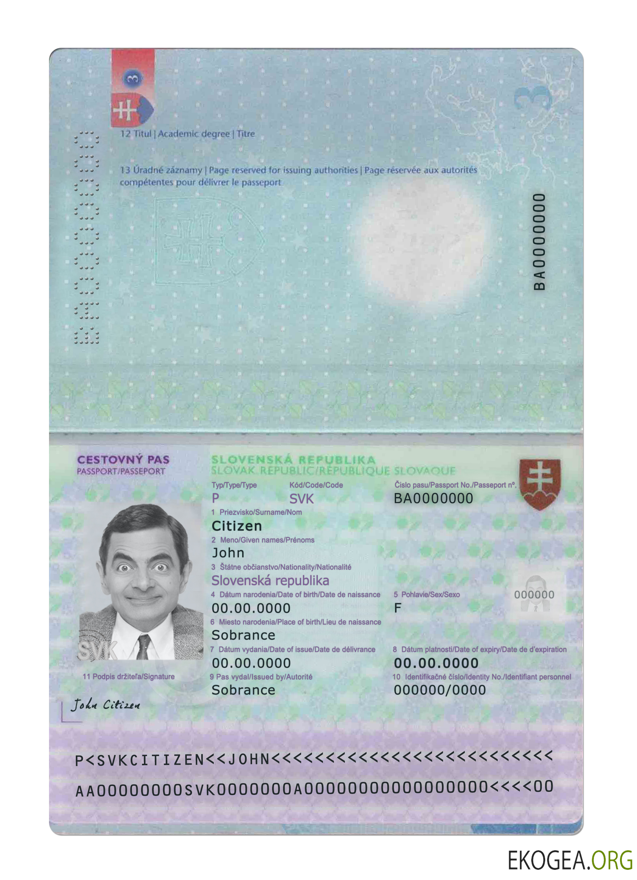 Passeport slovaque version 3 template Passeport slovaque version 3 template